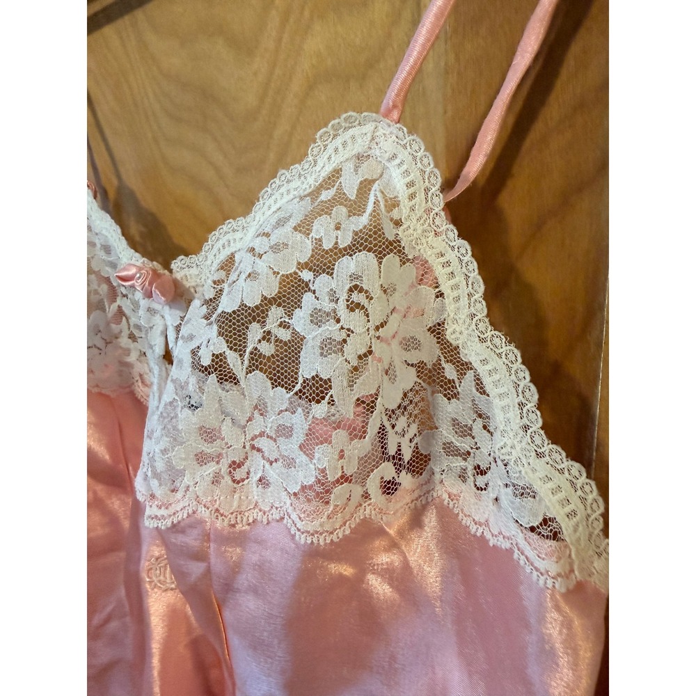 Vintage Christian Dior Pink Satin Lace Camisole Top Embroidered CD Logo Bow - Picture 5 of 13